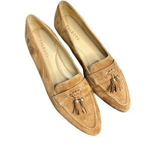 Talbots Tan Suede Women's Tassel slip on Loafers size 9 NWOT
